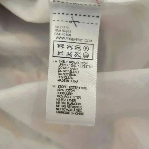 Forever 21 Women's White, Red & Pink Cotton Floral Sleeveless A-Line Lined Dress - Picture 11 of 11